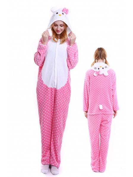 Hello Kitty Pink Kigurumi Onesie Pyjamas Weich Flannel Unisex Tier Kostüme Für Damen & Herren