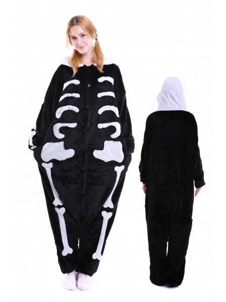 Skelett Kigurumi Onesie Pyjamas Weich Flannel Unisex Tier Kostüme Für Damen & Herren