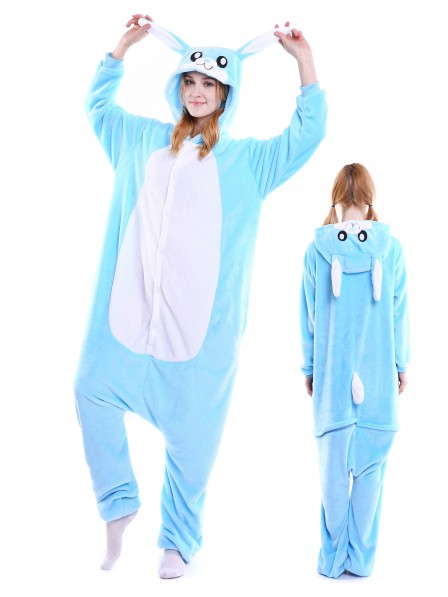 Blauer Hase Kigurumi Onesie Pyjamas Weich Flannel Unisex Tier Kostüme Für Damen & Herren