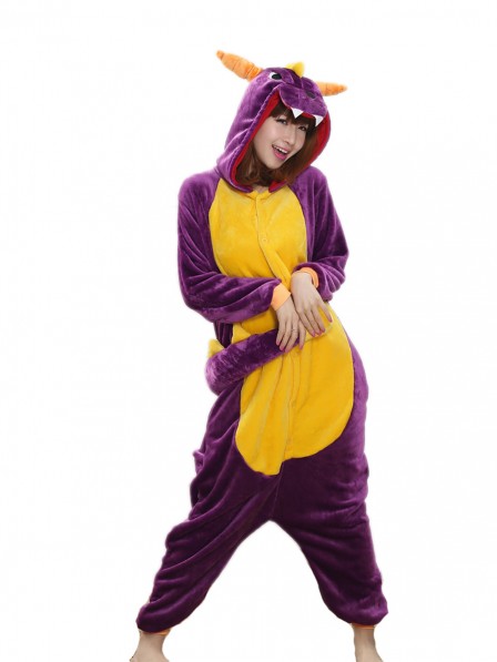Violetter Drachen Kigurumi Onesie Pyjamas Weich Flannel Unisex Tier Kostüme Für Erwachsene