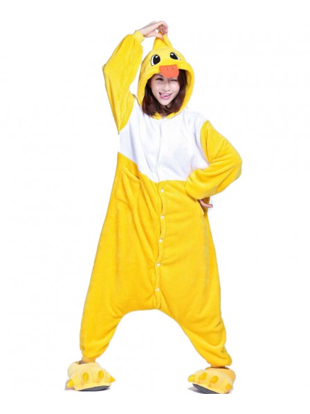 Gelbe Ente Kigurumi Onesie Pyjamas Weich Flannel Unisex Tier Kostüme Für Damen & Herren