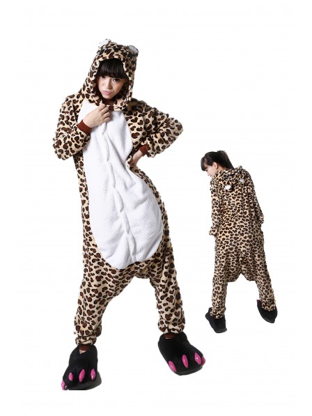 Leopard Bär Kigurumi Onesie Pyjamas Weich Flannel Unisex Tier Kostüme Für Damen & Herren