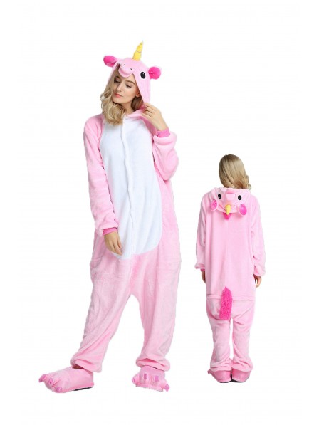 Rosa Einhorn Kigurumi Onesie Pyjamas Weich Flannel Unisex Tier Kostüme Für Damen & Herren