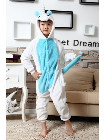 Blaues Einhorn Onesie Kigurumi Pyjamas Kids Tier Kostüme Für Jugend
