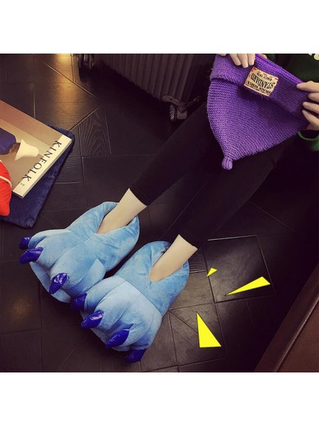 Blau Unisex Plüsch Pfote Kralle Hausschuhe Pantoffel Tier Kostüm Schuhe