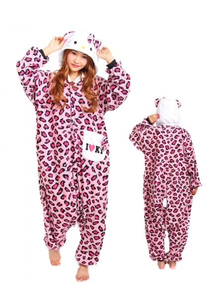 Pink Leopard Kitty Kigurumi Onesie Pyjama Tier Unisex 