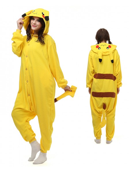 Pikachu Kigurumi Onesie Pyjamas Polar Fleece Tier Unisex Kostüme Für Erwachsene