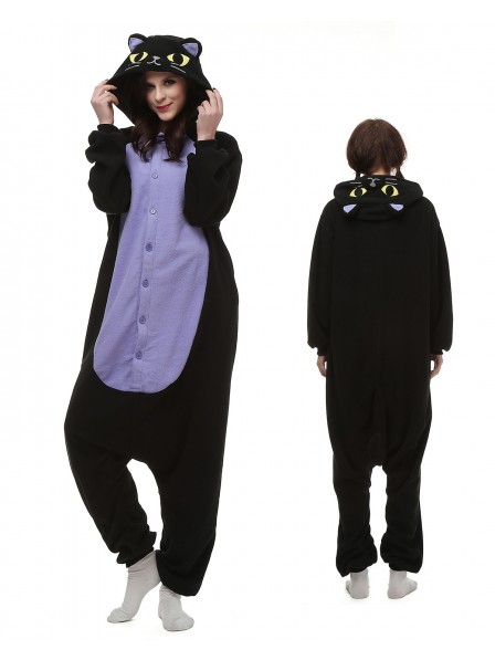 Mitternachtskatze Kigurumi Onesie Pyjamas Polar Fleece Tier Unisex Kostüme Für Erwachsene