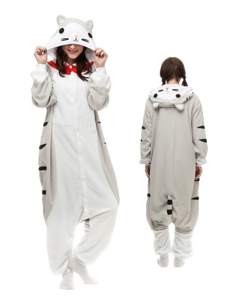 Getigerte Katze Kigurumi Onesie Pyjamas Polar Fleece Tier Unisex Kostüme Für Erwachsene