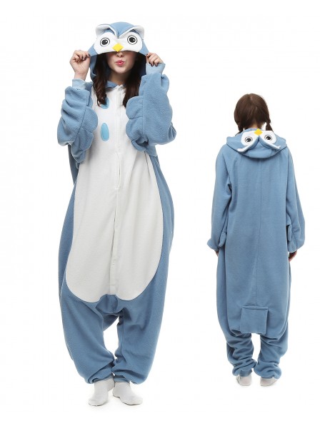 Blaue Eule Kigurumi Onesie Pyjamas Polar Fleece Tier Unisex Kostüme Für Erwachsene