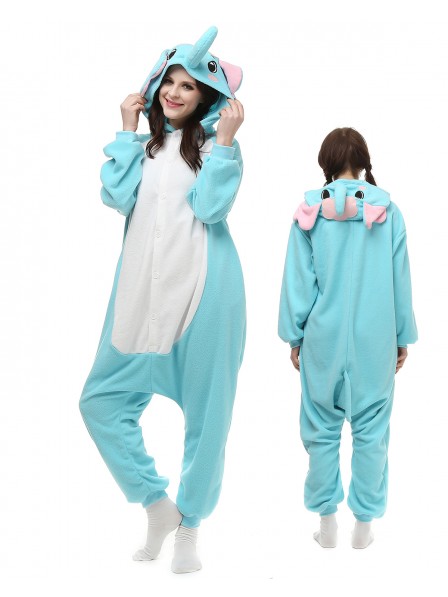 Blauer Elefant Kigurumi Onesie Pyjamas Polar Fleece Tier Unisex Kostüme Für Erwachsene