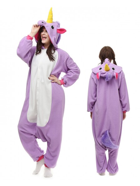 Violettes Einhorn Kigurumi Onesie Pyjamas Polar Fleece Tier Unisex Kostüme Für Erwachsene