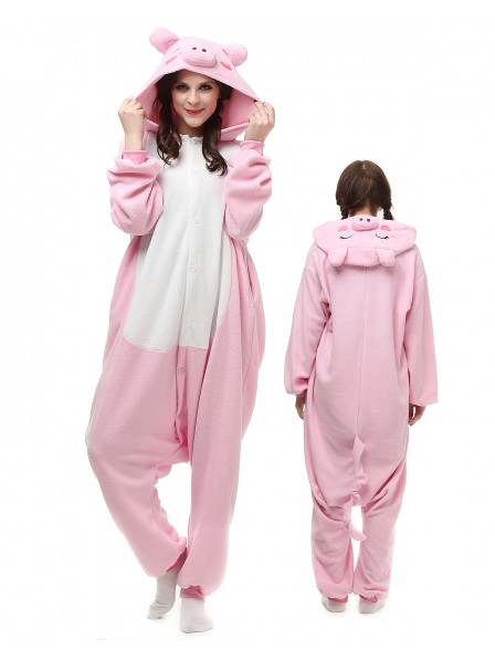 Rosa Schwein Kigurumi Onesie Pyjamas Polar Fleece Tier Unisex Kostüme Für Erwachsene