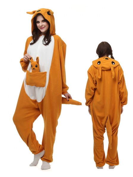 Känguru Kigurumi Onesie Pyjamas Polar Fleece Tier Unisex Kostüme Für Erwachsene