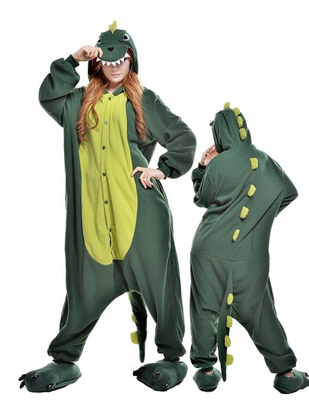Grüner Dinosaurierier Kigurumi Onesie Pyjamas Polar Fleece Tier Unisex Kostüme Für Erwachsene