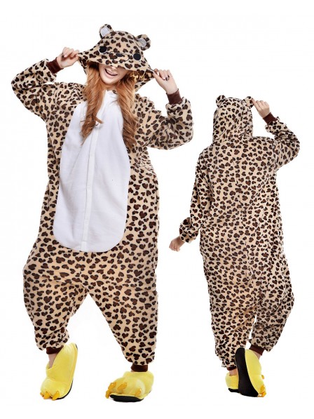 Leopard Bär Kigurumi Onesie Pyjamas Polar Fleece Tier Unisex Kostüme Für Erwachsene